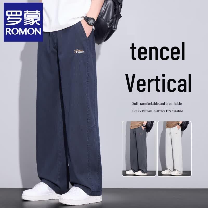 Luomeng Men s Tencel Loose Straight-Leg Jeans 34