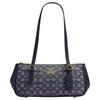 Asher 34 Классическая Сумка на Плечо с Принтом, Серебряной Фурнитурой, Signature Jacquard и Гладкой Кожей, Большая, Женская, Сине-Серая