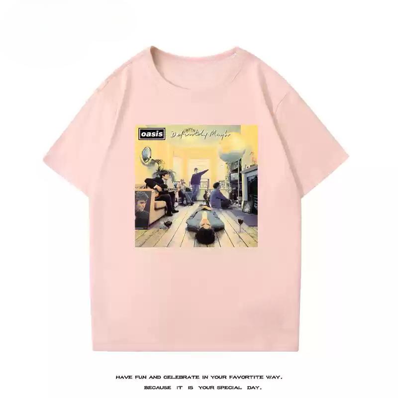 2024 Oasis Short Sleeve T-shirt Men's Spring/summer New Cotton Rock American Retro Rock Perimeter Casual Half Sleeve