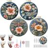 1pc Dragonfly and Flower Pattern Embroidery DIY Fabric Craft Kit with Tools