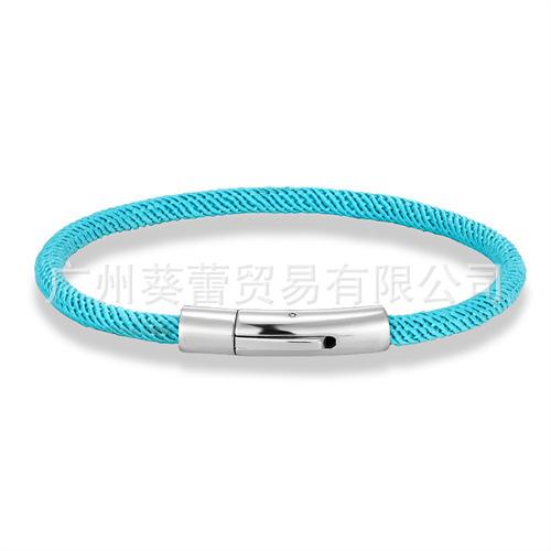 Браслет из нержавеющей стали с кнопкой-застежкой, миланский шнур, ручная работа, повседневный, для пар, универсальный, простой браслет для сына, отца 19cm