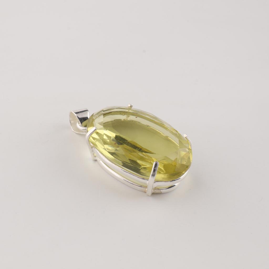 Lemon Topaz Gemstone Silver Pendant, 925 Sterling Silver Handmade Necklace, Women Jewelry, Gift For Her PP-64-7