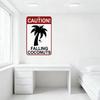 Vorsicht Herabfallende Kokosnüsse Palme Roter Rand Weißer Hintergrund Metallblechschild Vintage Warnschild für Heimbar Man Cave Dekoration