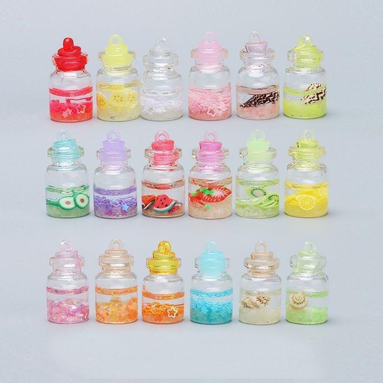 

10 шт. светящиеся мини-бутылки с фруктами, миниатюры, светящиеся в темноте украшения, сделай сам, украшение для сказочного сада, мох, террариум, микропейзаж 1.5x2.8cm разноцветный