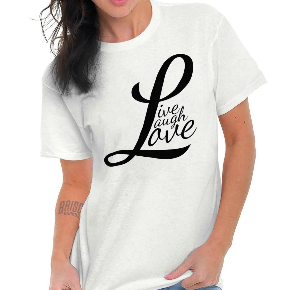 Live Laugh Love Cute Romantic Valentines Day Womens Crewneck T Shirt Tees Tops XL