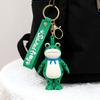 Frog Keychain Saluting Button Link Hands Realistic Texture Blue Scarf Frog Key Chain Mini Portable Lobster Clasp Backpack Pendant