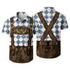 Men’s Short Sleeve Button Down Shirt with Vintage Festival Print Casual Relaxed Fit Top for Party and Daily Wear