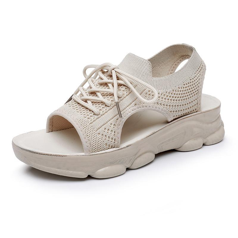 Pantofi sandale cu talpă moale pentru femei vară nou casual sport cu talpă plată cu talpă groasă acoperite cu material textil cu talpă groasă pantofi leneși sandale pentru femei