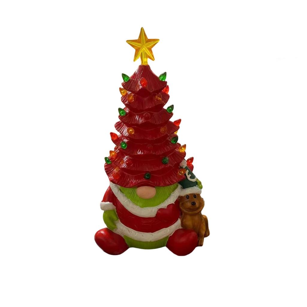 Christmas Dwarf Battery Luminous Resin Dwarf Christmas Tree Desktop Decoration