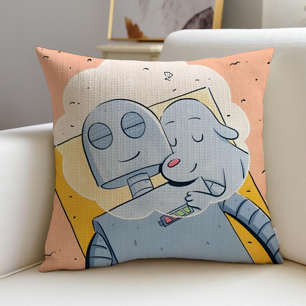 

Heartwarming RRobot DreamsS Cushion Cover Breathable and skinfriendly linen pillowcase square removable and washable cushion 30X30cm