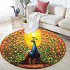 Peacock Round Area Rug,Carpet Rug for Living Room Bedroom Sofa Playroom Decor,Non-slip Floor Mat