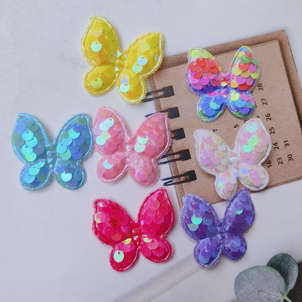20Pcs Sew On Glitter Sequins Butterfly Patches 40x35mm Clothes Patches  Hat Shoes Sewing