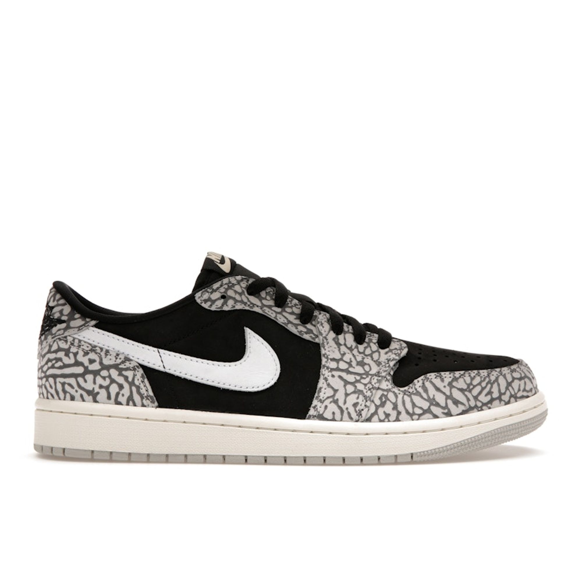 

Кроссовки унисекс Air Jordan 1 Retro Low OG Black Cement Muslin Tech-Grey White CZ0790-001 38.5