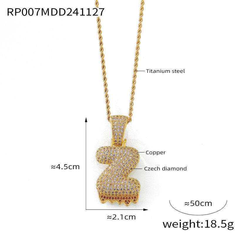 Elegant European-Style Necklace: Women's 26-Letter Diamond-Inlaid Copper Pendant on Titanium Steel Clavicle Chain