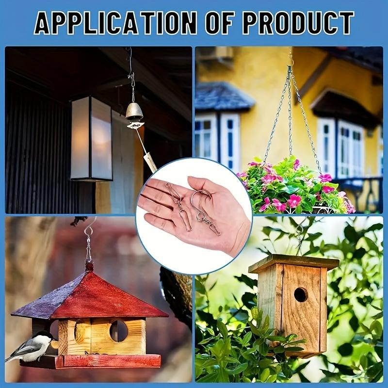 Stainless Steel 360° Swivel Hanging Hook, Dual Rotating S Hook, Wind Chime Flower Basket Decor Hook for Indoor Outdoor Use