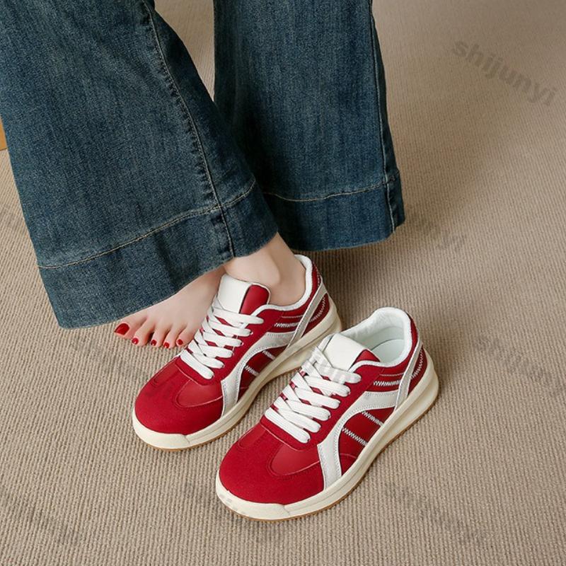 Fashion Women Shoes 2025 Spring New Fashion Breathable Non Slip Women Casual Sport Shoes Comfortable Height Increase Sewing Running Shoe