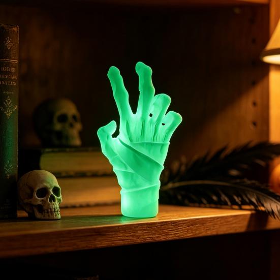 Glow in The Dark Spooky Figurine 3D Printed Mummy Hand Ornament, Statue with Bandage, Secret Room Landscaping Accessory Realistic Zombie for Halloween