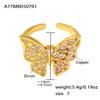 Nivora Stereoscopic Zircon Butterfly Open Rings For Women Girls PVD Gold Plated Copper Engagement Index Finger Wedding Zircon