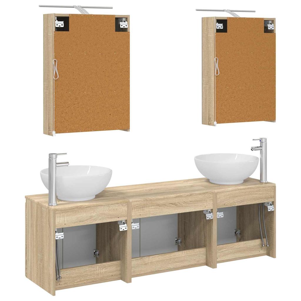 5 Piece Bathroom Cabinet Set Sonoma Oak Wood Based Material