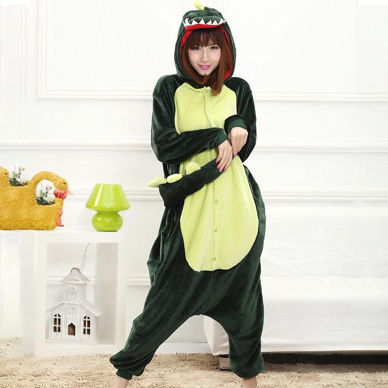 Pijama unissex de anime Kigurumi, fantasia de dinossauro, fantasia de inverno com capuz, conjunto de roupa de dormir para festa