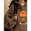2024 Fall/Winter Korean Women's Plus Velvet Hooded Loose Long Sleeve Fashion Hoodie Jacket