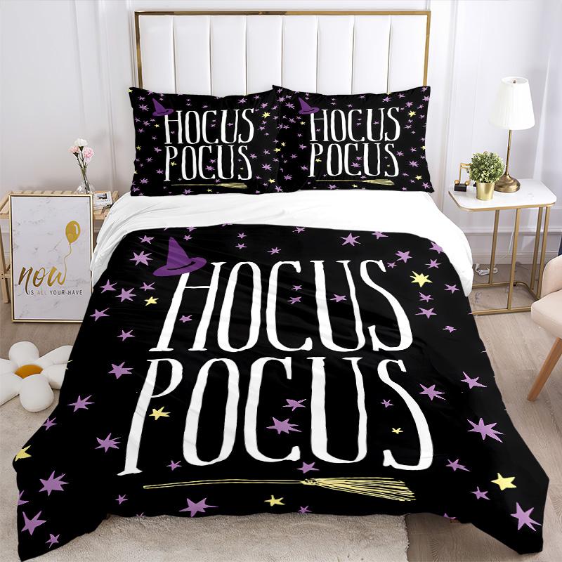 Hocus Pocus Magic Night Print 3Pcs Bedding Setduvet Cover With 2 Bedropillowcase Home Birthday Gift