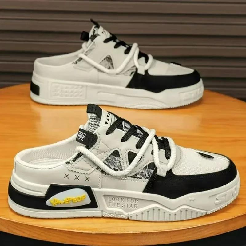 Men's Half Slippers New Breathable and Versatile Casual Board Shoes Fashionable Thick Soled Comfortable Sports Shoes