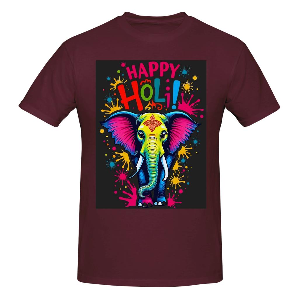 Happy Holi Festival India Color Elephant 100 Cotton Tshirt Unisexs T Shirts Unisex Crew Neck Short Sleeve S6xl