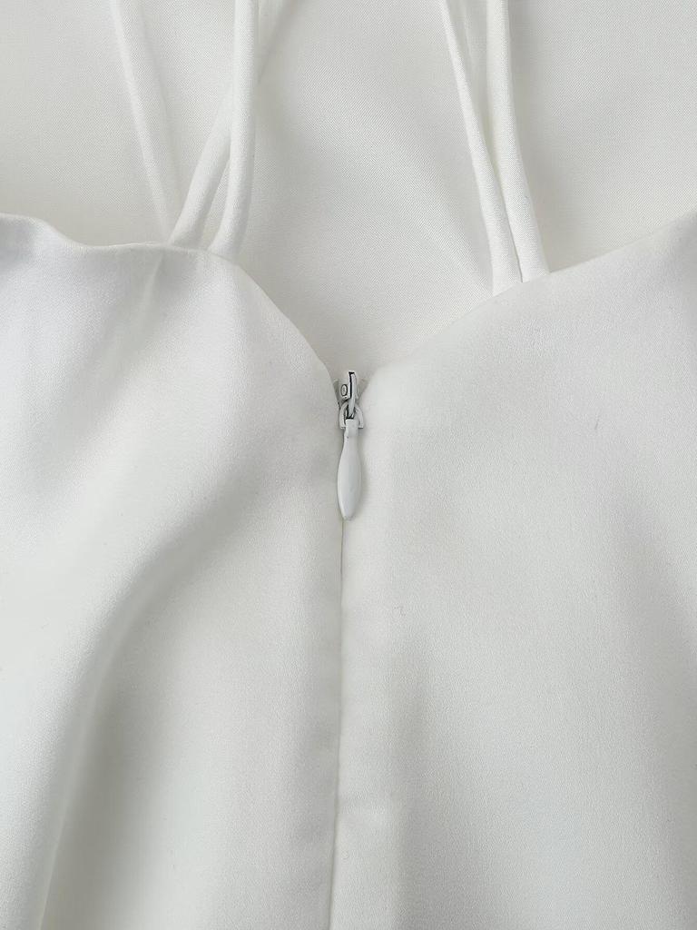 Spring 2025 Women's European & American Style Satin Slip Dress with Slimming Back Detail