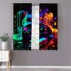 Set Of 2 Modern Jit Luminous Gamepad Curtains Polyester Drapes Gaming Room Window Decor Home Curtain Blackout With Rod Pocket