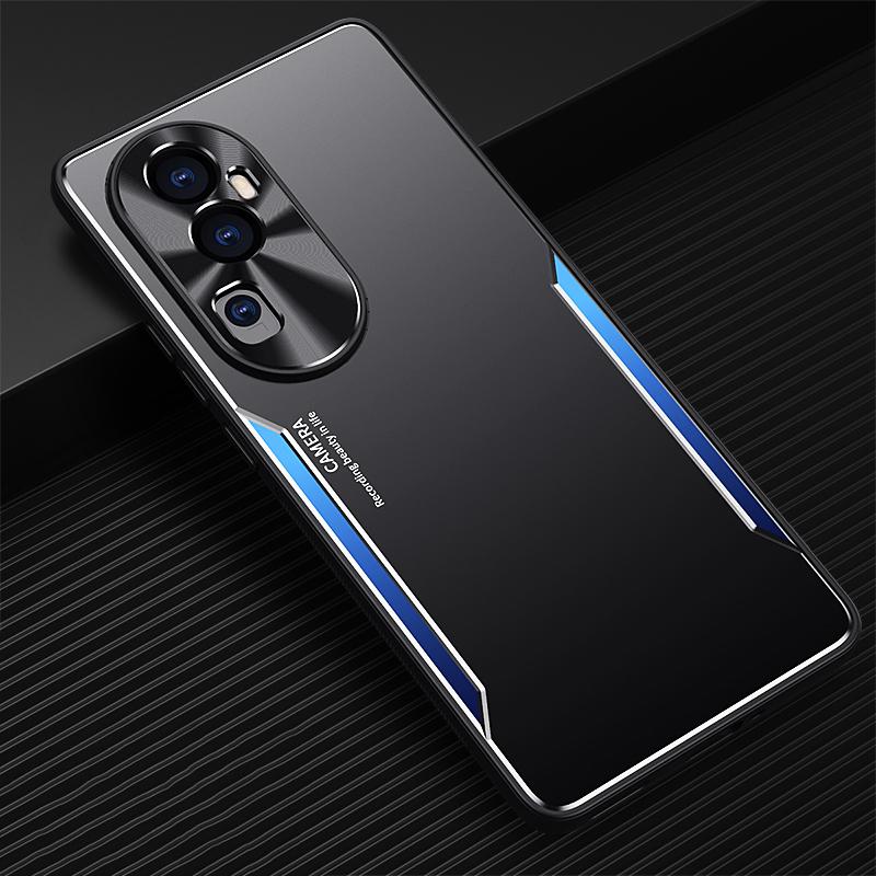 

For Oppo Reno10 Pro+ 5G Dustproof Mobile Phone Case Anti-Scratch Aluminium Alloy+TPU Smartphone Cover Blue