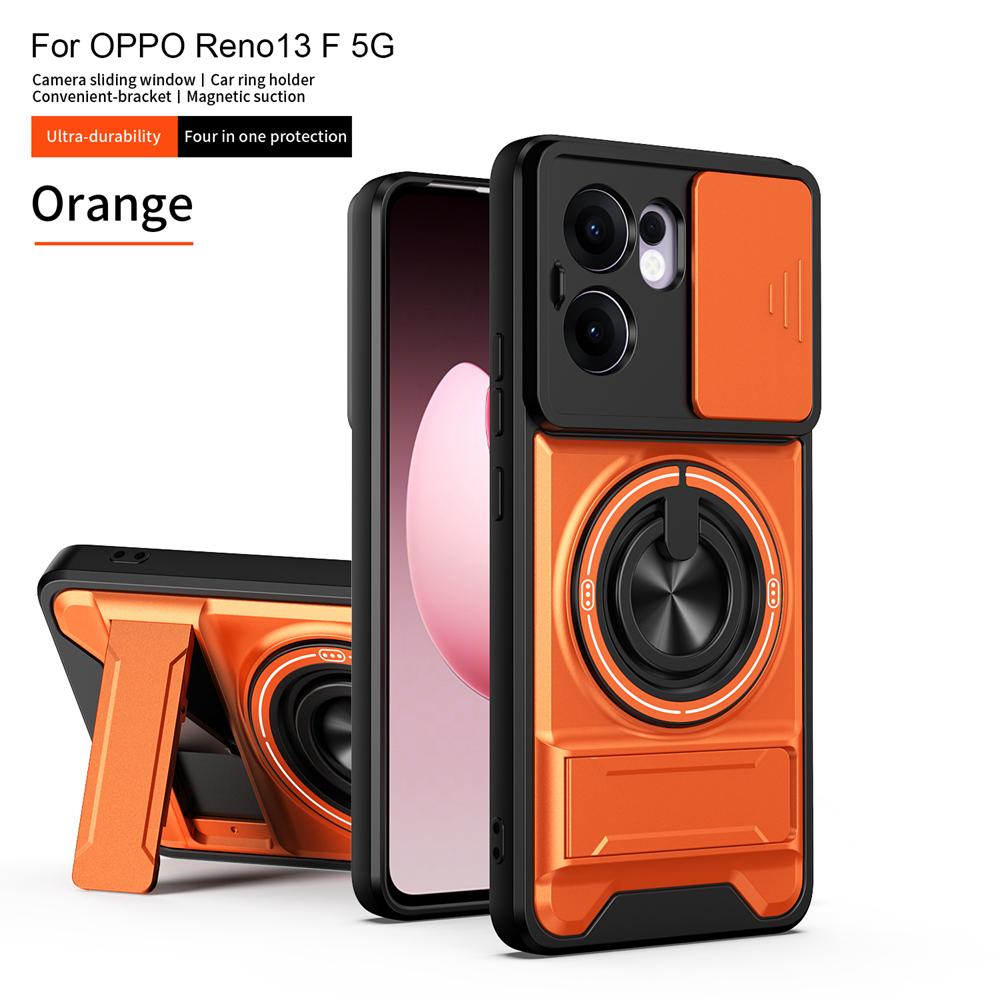 KEYSION Magnetic Phone Case for OPPO Reno13 Pro 5G Reno13 F 5G Slide Camera Protection Upright Kickstand Ring Shockproof Cover