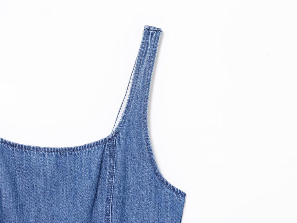 2025 Summer Women's Fashion Flared Hem Denim Dress - European & American Style