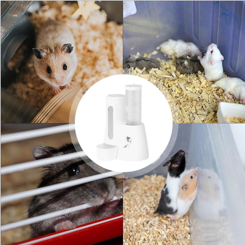 Hamster Water Bottle Bunny Water Dispenser with Food Container Leak-Proof Small Animal Drinking Feeding Accessories for Hedgehog