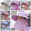 Sun Protection Women Sun Hat Leaf Print Sunscreen Bucket Hat Tea Picking Hat  Sun Protection