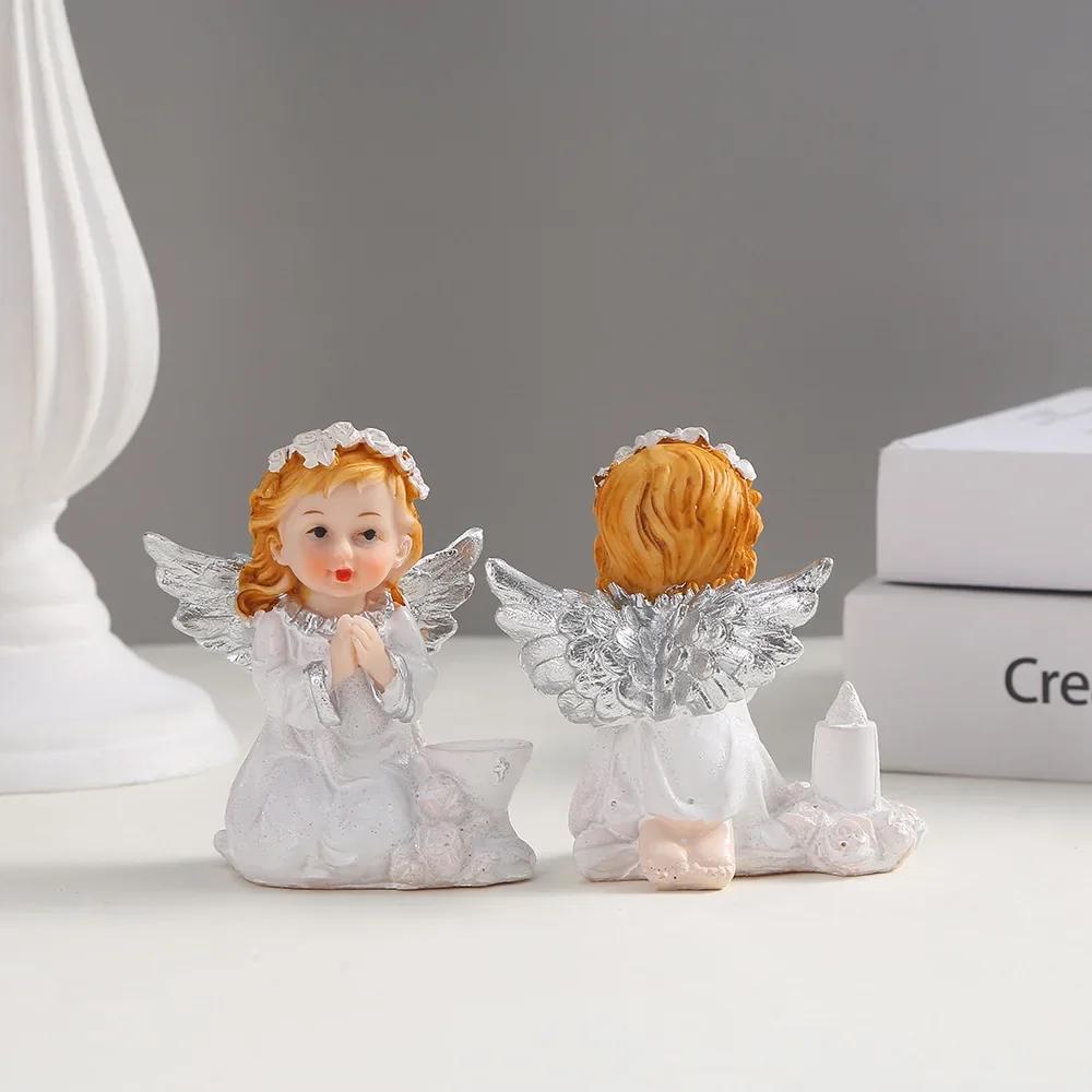 2pcs Angel Flower Fairy Cute Warm Countryside Resin Crafts Garden Home Living Room Entrance Decoration Ornament Birthday Gift