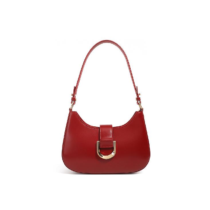 Autumn Winter New Fashion Commuter Single Shoulder Bag Cowhide Baguette Underarm Bag Versatile Crossbody Women s Bag вино красного