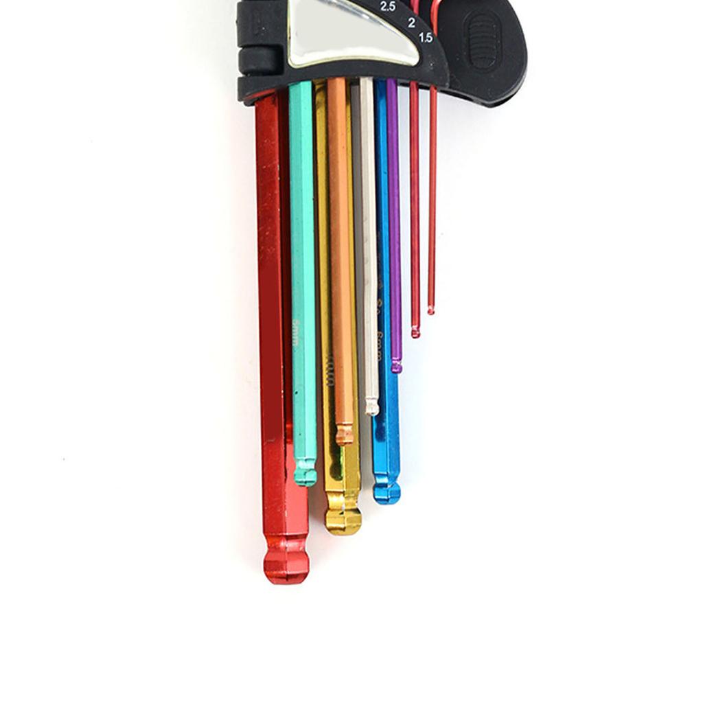 9Pcs Hex Wrench Star Key Ball End Metal Long Arm Metal Key Tool Set Kit for Repair