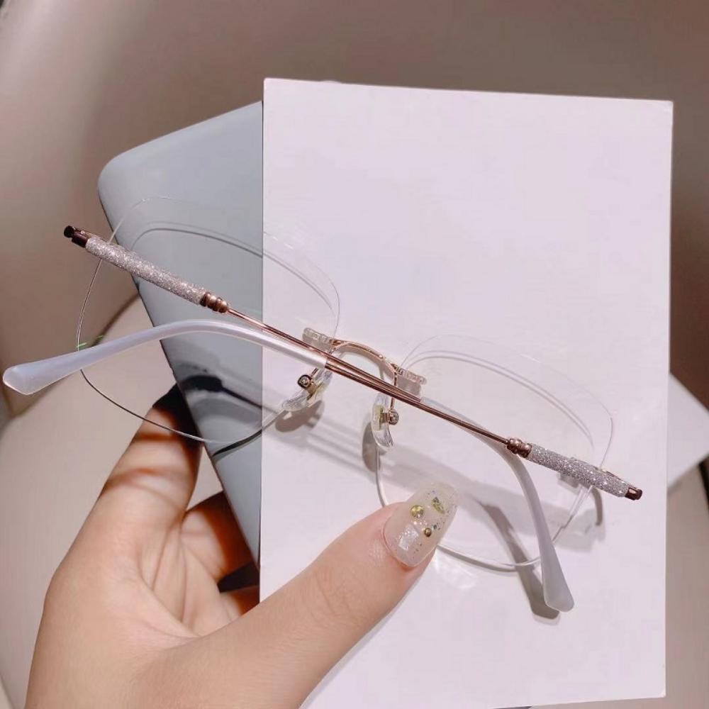 Anti Blue Light Nearsighted Glasses Women Glasses Digital Device Glasses with Diopters 0 To -40 Shiny Rimless Frame Glasses