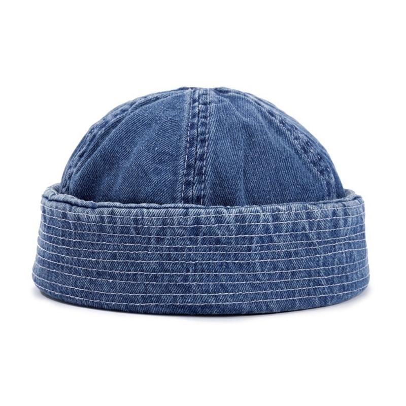 

Denim Docker Hat Stall Skullcap Hat Sailor Hat All-match for Street Shooting 1 синій