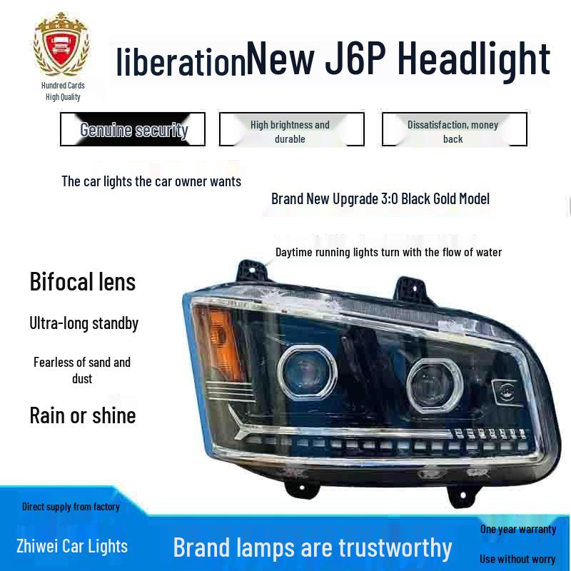 Compatible Dual-Lens LED Headlight Assembly for Jiefang New J6P Models (J6P500, J6P550, J6P420, J6P460)