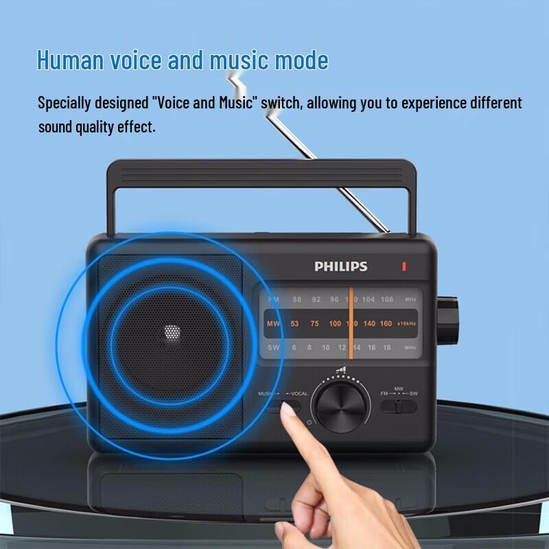 Philips TAR2368 Portable Full-Band Radio for Seniors CN plug (adapter included)