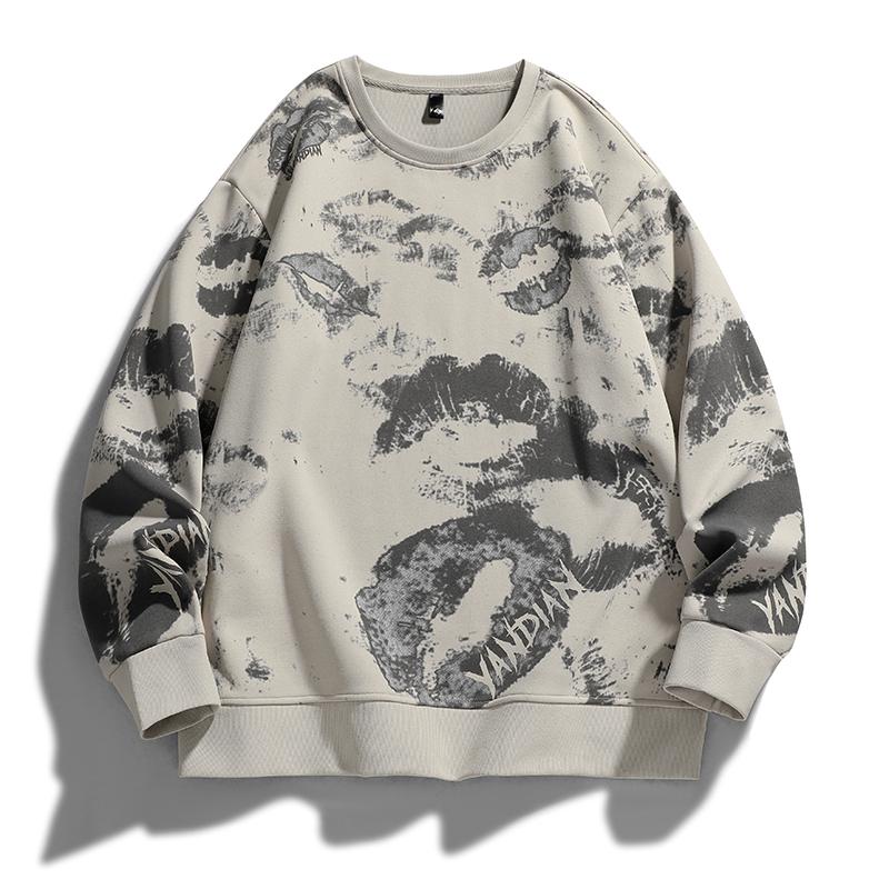 Men's Sweatshirt Round Neck Long Sleeve T-shirt Loose Printed Casual Top