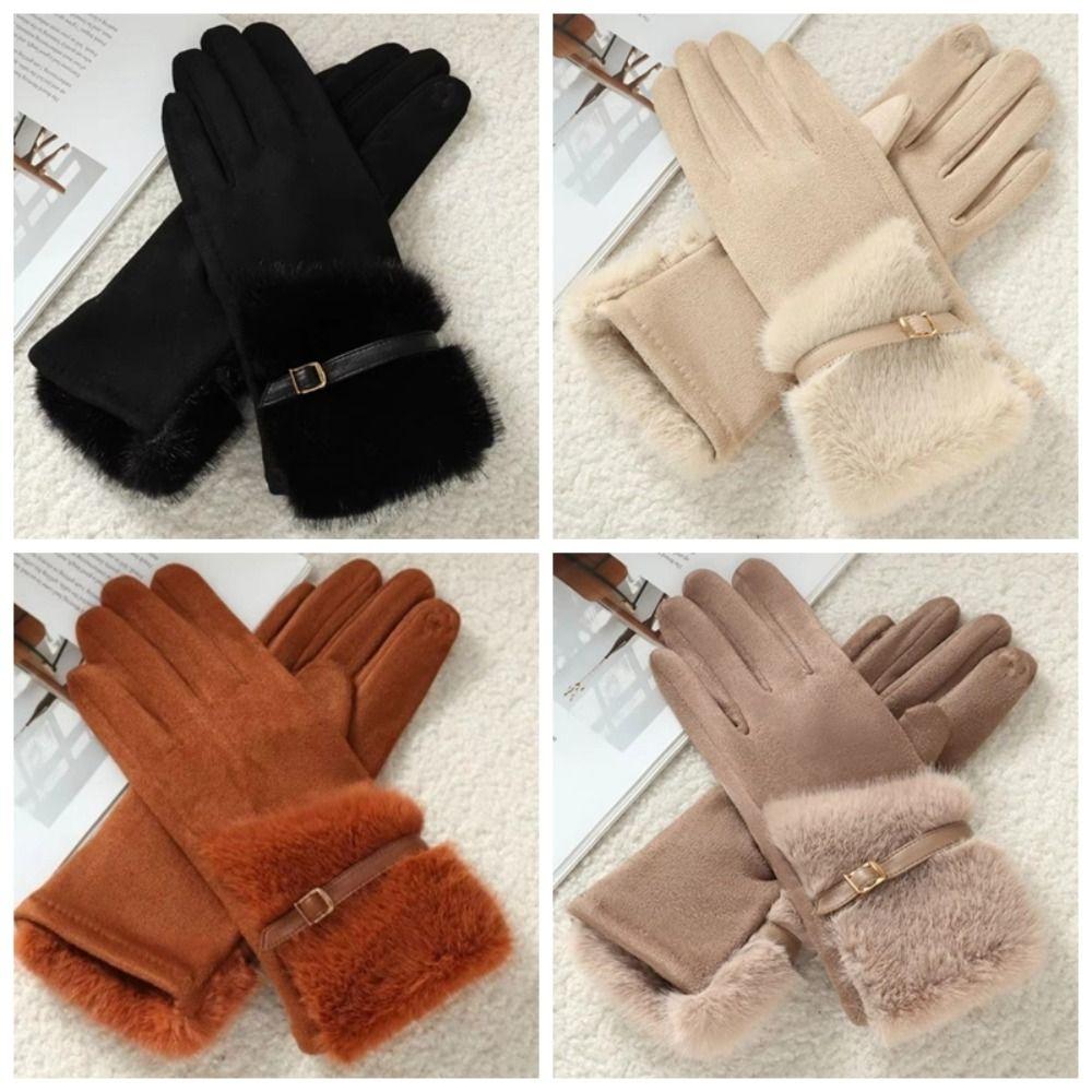 Velvet Women Gloves Thick Cycling Mittens Fashion Winter Suede Gloves Outdoor