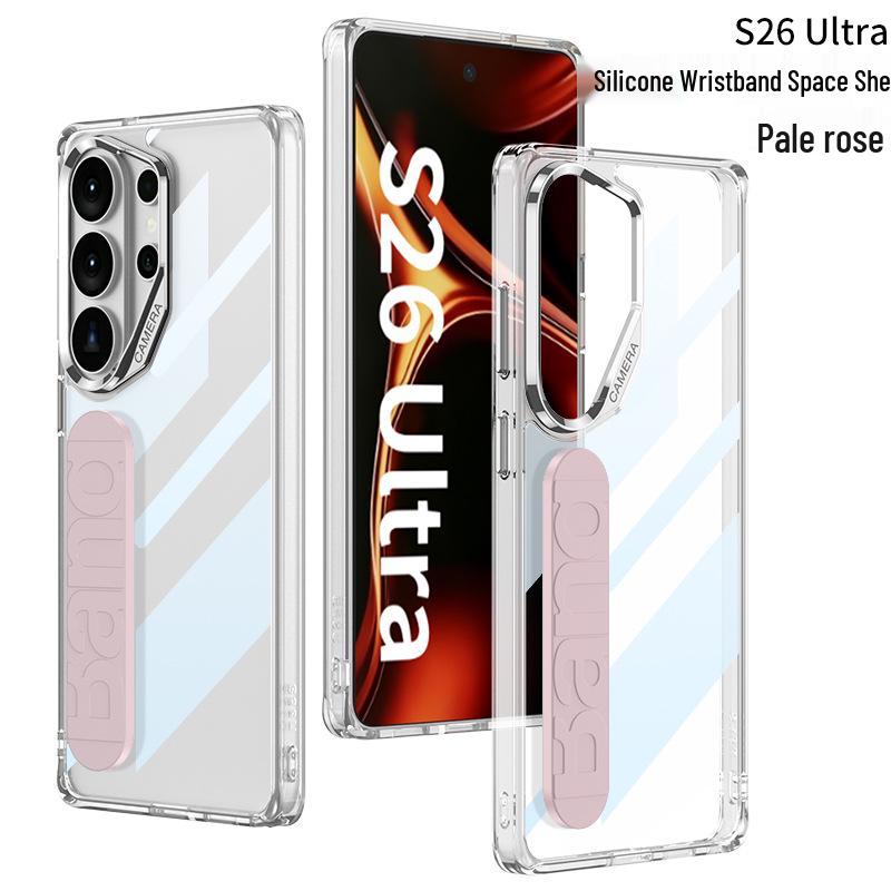 Samsung S26 Ultra Silicone Case with Elastic Wrist Strap & Airbag, Trendy & Transparent. SM-S26 Ultra