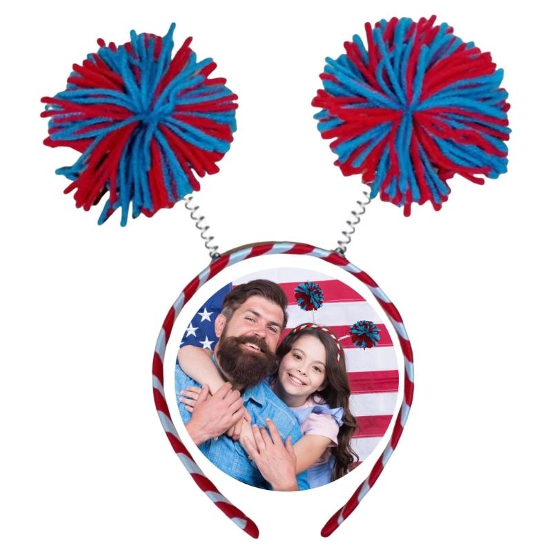 Furry Yarns Hairhoop for Family Gathering 3 Color Pompoms Headpiece Costume Hair Decoration for Casual and Formal Event