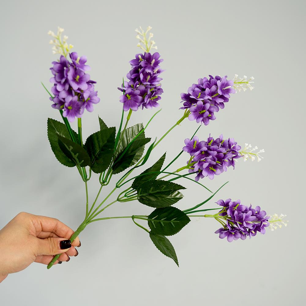 5 Heads Artificial Lavender Fake Wisteria Flowers 14.5'' Faux Hyacinth Flowers for Home Garden Decor