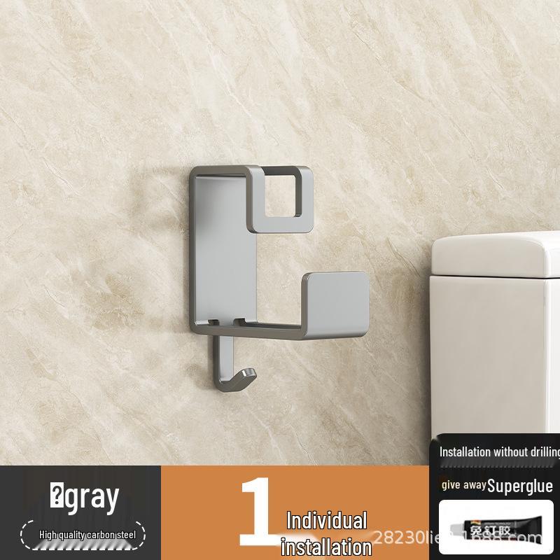 Punch-Free Stainless Steel Wall-Mounted Multi-Functional Adhesive Storage Hooks for Bathroom and Kitchen