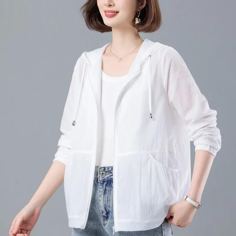 Summer Short Breathable Sun Protection Clothing Women Loose Trench Coat Anti-ultraviolet Cardigan Windbreaker Jacket