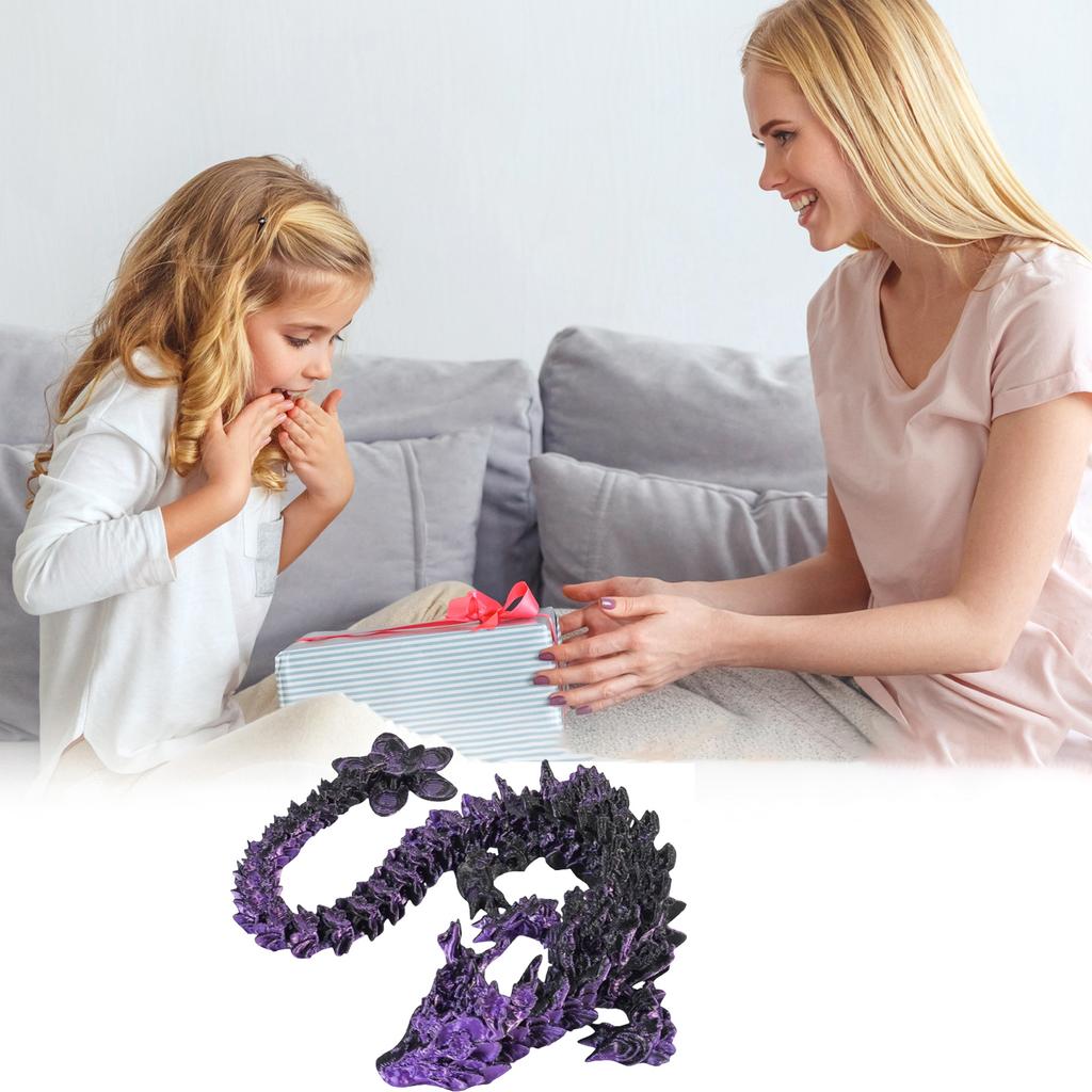 12 Inch Flexible 3D Printed Dragon With Eyes, Articulated 3D Printed Animals, 3D Printed Toys For Anxiety And ADHD Relief, Unique Home Decor